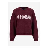 Fabrika Bisiklet Yaka Loose Fit Jakarlı Bordo Kazak Kadın F5WL-KZK0250