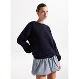 Fabrika Bisiklet Yaka Loose Fit Jakarlı Lacivert Kazak Kadın F5WL-KZK0265 - M