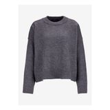Fabrika Bisiklet Yaka Loose Fit Taşlı Antrasit Melanj Kazak Kadın F5WL-KZK0120