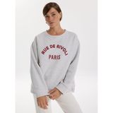 Fabrika Bisiklet Yaka Nakışlı Açık Gri Melanj Sweatshırt, S, 5003273277, Açık Gri Melanj, kadın