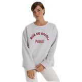 Fabrika Bisiklet Yaka Nakışlı Açık Gri Melanj Sweatshırt, XL, 5003273277, Açık Gri Melanj, kadın