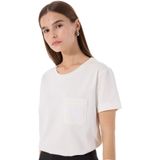 Fabrika Bisiklet Yaka Nakışlı Kırık Beyaz T-Shirt, M, F5SL-TST0086, Kırık Beyaz, Kadın