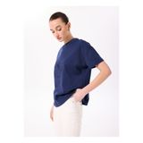 Fabrika Bisiklet Yaka Nakışlı Lacivert Kadın T-Shirt F5SL-TST0111