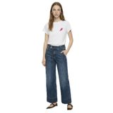Fabrika Bisiklet Yaka Nakışlı T-Shirt, L, 5003327821, Beyaz, Kadın