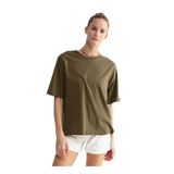 Fabrika Bisiklet Yaka Oversize T-Shirt, XS, DANTITA, Haki, Kadın