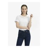 Fabrika Bisiklet Yaka Payetli Kırık Beyaz Kadın T-Shirt F6SL-TST0279