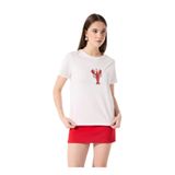 Fabrika Bisiklet Yaka Payetli Kırık Beyaz T-Shirt, M, 5003224251, Kirik Beyaz, Kadın