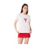 Fabrika Bisiklet Yaka Payetli Kırık Beyaz T-Shirt, XL, 5003224251, Kirik Beyaz, Kadın