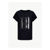 Fabrika Bisiklet Yaka Payetli Siyah Kadın T-Shirt F6SL-TST0350