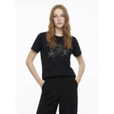 Fabrika Bisiklet Yaka Payetli T-Shirt, S, 5003327831, Siyah, Kadın