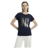 Fabrika Bisiklet Yaka Payetli T-Shirt, S, 5003327878, Siyah, Kadın