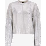 Fabrika Bisiklet Yaka Rahat Varaklı Ekru Kazak Kadın F4WL-KZK0163 - XL