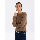 Fabrika Bisiklet Yaka Relaxed Düz Açık Kahve Kazak Kadın F5WL-KZK0421 - M