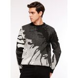Fabrika Bisiklet Yaka Relaxed Jakarlı Siyah Erkek Kazak F3WM-KZK150 - XL