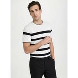 Fabrika Bisiklet Yaka Slim Fit Çizgili Beyaz Erkek Kazak F6SM-KZK 2480 - XL