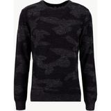 Fabrika Bisiklet Yaka Slim Fit Desenli Siyah - Antrasit Erkek Kazak F5WM-KZK 2254 - XL
