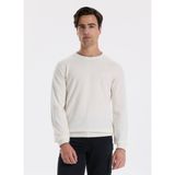 Fabrika Bisiklet Yaka Slim Fit Düz Ekru Erkek Kazak F5WM-KZK 2318 - XL