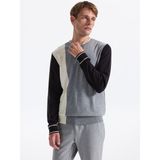 Fabrika Bisiklet Yaka Slim Fit Düz Gri Melanj Erkek Kazak F5WM-KZK 2269 - 2XL