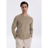 Fabrika Bisiklet Yaka Slim Fit Düz Haki Erkek Kazak F5WM-KZK 2321 - XL