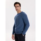 Fabrika Bisiklet Yaka Slim Fit Düz Indigo Erkek Kazak F5WM-KZK 2331 - İndigo - XL