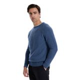 Fabrika Bisiklet Yaka Slim Fit Düz İndigo Kazak, S, F5WM-KZK 2331, İndigo, Erkek