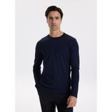 Fabrika Bisiklet Yaka Slim Fit Düz Lacivert Erkek Kazak F5WM-KZK 2521 - XL