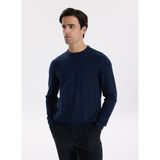 Fabrika Bisiklet Yaka Slim Fit Düz Lacivert Erkek Kazak F5WM-KZK 2883 - 2XL