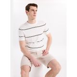 Fabrika Bisiklet Yaka Slim Fit Kazak, S, 5003325513, Beyaz - Kahverengi, Erkek