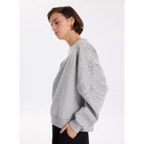 Fabrika Bisiklet Yaka Taşlı Gri Melanj Sweatshırt, L, 5003273462, Gri Melanj, kadın