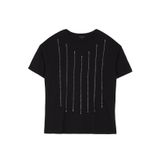 Fabrika Bisiklet Yaka Taşlı Siyah Kadın T-Shirt F4WL-TST0556