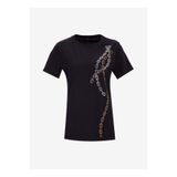Fabrika Bisiklet Yaka Taşlı Siyah Kadın T-Shirt F5WL-TST0237