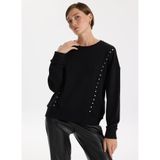 Fabrika Bisiklet Yaka Taşlı Sweatshırt, M, 5003273460, Siyah, kadın