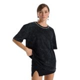 Fabrika Bisiklet Yaka Taşlı T-Shirt, L, 5003273393, Antrasit, Kadın