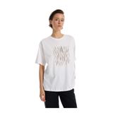 Fabrika Bisiklet Yaka Taşlı T-Shirt, L, 5003273428, Beyaz, Kadın