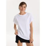 Fabrika Bisiklet Yaka Taşlı T-Shirt, S, 5003273364, Beyaz, Kadın