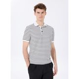 Fabrika Çizgili Kırık Beyaz Erkek Polo T-Shirt F5SM-TST 2125 - 2XL