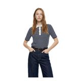 Fabrika Çizgili Lacivert - Beyaz Polo T-Shirt, XL, 5003328016, Lacivert - Beyaz, Kadın