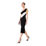 Fabrika Comfort 5003224062 V Yaka Midi Blok Triko Siyah Kadın Elbise