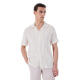 FABRIKA COMFORT Açık Bej Apaş Yaka Regular Fit Çizgili Gömlek, M, 5003226654, Açık Bej, Erkek