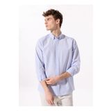 FABRIKA COMFORT Basic Alttan Britli Yaka Çizgili Mavi Erkek Gömlek MAYDOS 505