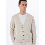 FABRIKA COMFORT Bej Erkek V Yaka Regular Fit Jakarlı Keten Karışımlı Hırka FC5SM-HRK 2758