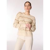FABRIKA COMFORT Bisiklet Yaka Çizgili Kazak, XL, 5003154669, Ekru, Kadın