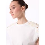 FABRIKA COMFORT Bisiklet Yaka Nakışlı T-Shirt Kırık Beyaz, XL, FC5SL-TST0122, Kırık Beyaz, Kadın