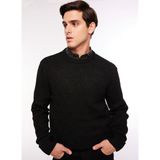 Fabrika Comfort Bisiklet Yaka Regular Fit Jakarlı Siyah Erkek Kazak FC3WM-KZK335 - XL