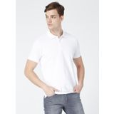 Fabrika Comfort Polo Yaka Basic Düz Beyaz Erkek Polo T-Shirt