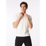Fabrika Comfort Polo Yaka Regular Fit Jakarlı Kırık Beyaz Erkek Kazak FC4SM-KZK 0781 - 2XL