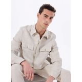 FABRIKA COMFORT Regular Fit Kareli Keten Ceket, 2XL, 5003225788, Vizon, Erkek