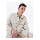 FABRIKA COMFORT Regular Fit Kareli Keten Ceket, M, 5003225788, Vizon, Erkek