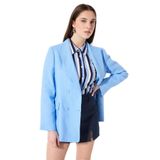 FABRIKA COMFORT Relaxed Keten Ceket, 42, 5003225740, Mavi, Kadın