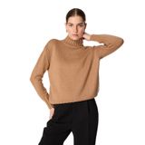 Fabrika Dik Yaka Basic Düz Kazak, L, 5003031087, Bej, Kadın